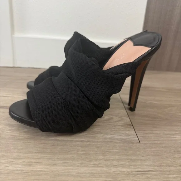 Tony Bianco Black Adee Mesh Ruched High Heel Mules - Picture 6 of 14